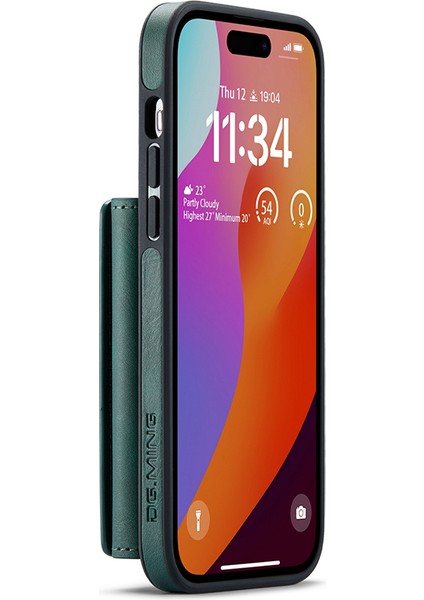 Iphone 15 Plus Kılıfı Magnetic Cüzdan Pu+Pc+Tpu Telefon Kapak Yeşil (Yurt Dışından)