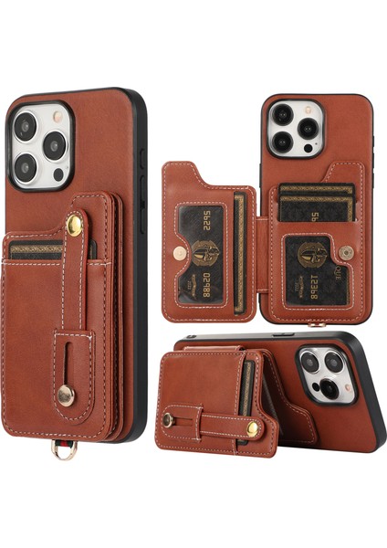 IPhone 14 Pro Case Card Tutucu Cowhide Doku Pu Derisi+Tpu Telefon Kapak-Kahverengi Için Stil 01 (Yurt Dışından)