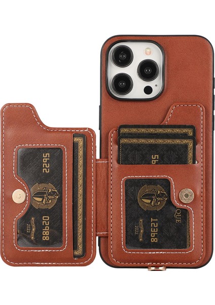 IPhone 14 Pro Case Card Tutucu Cowhide Doku Pu Derisi+Tpu Telefon Kapak-Kahverengi Için Stil 01 (Yurt Dışından)