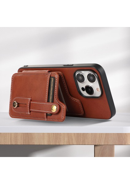 IPhone 14 Pro Case Card Tutucu Cowhide Doku Pu Derisi+Tpu Telefon Kapak-Kahverengi Için Stil 01 (Yurt Dışından)