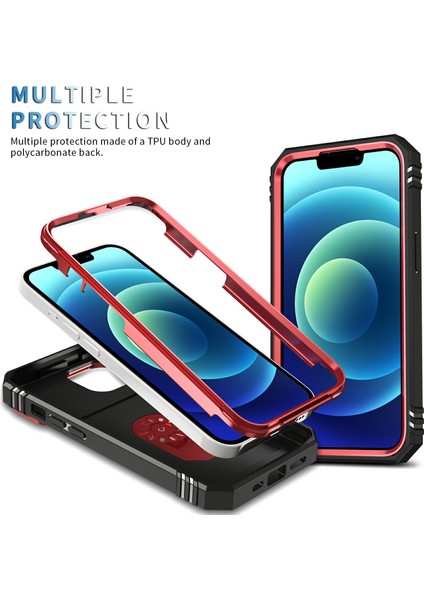 Iphone 15 Plus Pc+Tpu Kickstand Case Card Tutucu Telefon Kablosu Kameralı Kapak-Kırmızı+Siyah (Yurt Dışından)