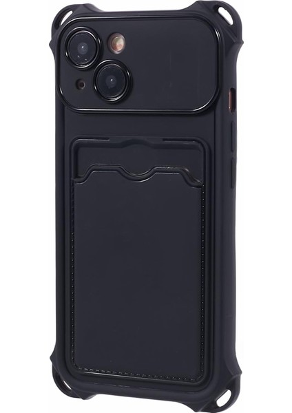 Kart Yuvalı (Hassas Kesim) ile iPhone 13 Case Anti-Drop Tpu Telefon Kapağı Için -Black (Yurt Dışından)