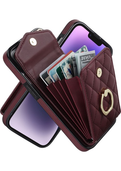 Iphone 15 Plus Için Rfıd Için Rfıd Engelleme Telefon Geri Koruma Kasası Çoklu Kart Yuvaları Yüzük Kickstand Pu Deri+Tpu Kapak Kırmızısı (Yurt Dışından) modelleri