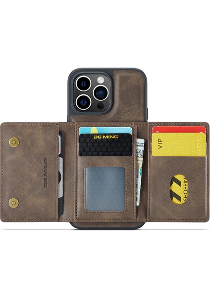 Iphone 13 Pro Max Case Manyetik Cüzdan Pu+Pc+Tpu Telefon Kapak Kavurması (Yurt Dışından)