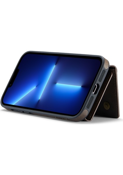 Iphone 13 Pro Max Case Manyetik Cüzdan Pu+Pc+Tpu Telefon Kapak Kavurması (Yurt Dışından)