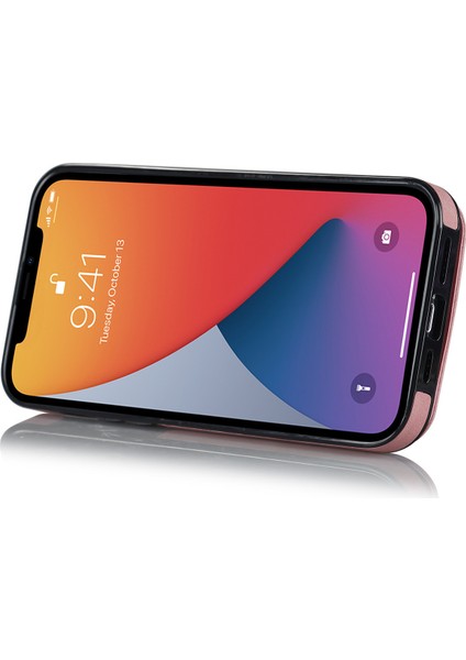 Iphone 12/12 Pro Cep Telefonu Kılıf Kart Yuvaları Rfıd Engelleme Pu+Tpu Geri Kapak Pembe (Yurt Dışından)