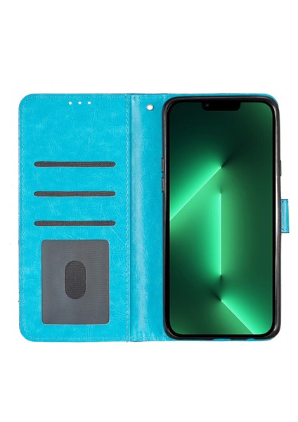 iPhone 14 Plus Için Pu Deri Kılıf Folio Flip Cüzdan Stand Akıllı Telefon Kapak Mavisi (Yurt Dışından) fiyatları