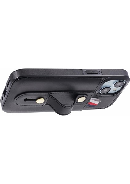 Iphone 14 Plus Case Anti Drop Pu Deri+Tpu Gizli Kart Yuvaları Black ile Arka Kapak (Yurt Dışından)