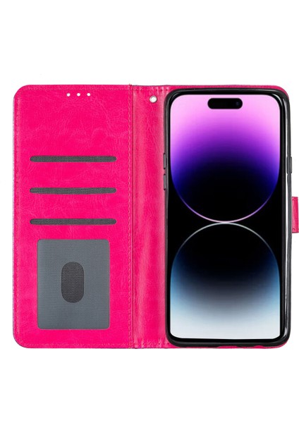 Iphone 14 Pro Max Pu Pu Deri Deri Flip Telefon Kılıfı Cüzdan Stand Bırak-Koşullu Kapak Ros (Yurt Dışından)