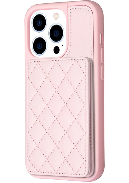 Iphone 15 Pro Max Maksimum Damla Geçirmez Kart Tutucu Kickstand Pu Deri Kaplamalı Tpu Kapak Pembe (Yurt Dışından)