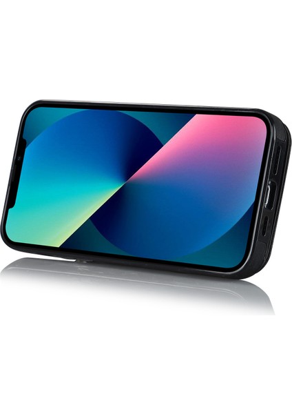 Iphone 12 Mini Cep Telefonu Kılıfı Rfıd Blokitasyon Pu+Tpu Kart Yuvaları Black ile Kapak (Yurt Dışından)