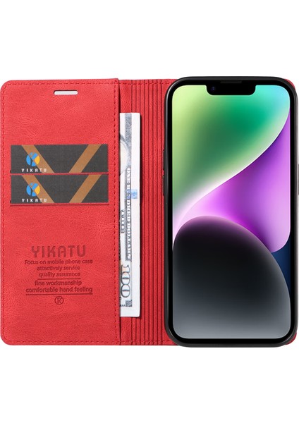 iPhone 14 Plus Içinderi Kapak Artı Cilt Dokunuşu Önleyici Cüzdan Standı Telefon Kasası (Yurt Dışından)