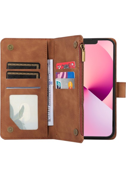 Iphone 11 Pro Max Cep Telefon Kılıfı Rhombus Için Rhombus Baskılı Deri Damla Geçirmez Cüzdan Kapak Kahverengi (Yurt Dışından)