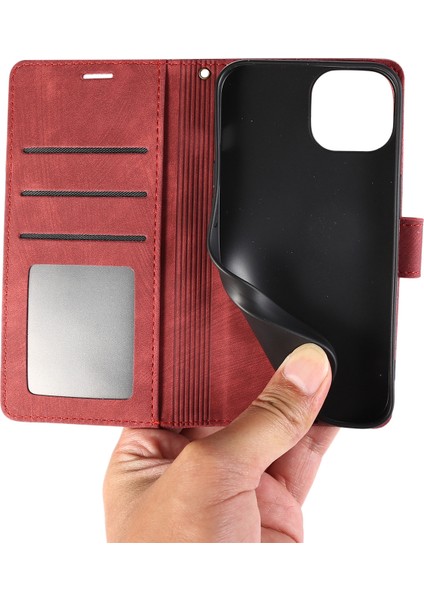 Iphone 13 Pro Deri Cüzdan Kılıfı Strap Orkide Kelebek Desen-Kırmızı (Yurt Dışından) fırsatları