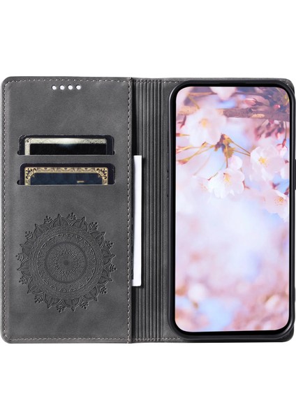 Iphone 11 Case Anti-Cratch Cüzdanı Pu Deri Magnetic Baskalı Stand Telefon Kapak-Grey (Yurt Dışından)
