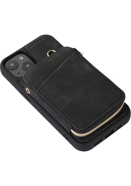Iphone 15 Plus Için Kickstand Deri Kaplamalı Tpu Kılıfı Plus Fermuar Cüzdan Cep Telefonu Kapak Black (Yurt Dışından) indirimleri