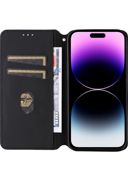 Iphone 15 Plus Rhombus Için Baskılı Telefon Kılıf Anti Drop Pu Deri Deri Cüzdan Stand Kapak Morası (Yurt Dışından)