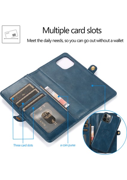 IPhone 15 Pro Max Cep Telefon Kılıfı Için Strap Söndürülebilir 2'si 1 Arası Cüzdan Tpu+Pu Kapak-Mavi (Yurt Dışından) indirimleri