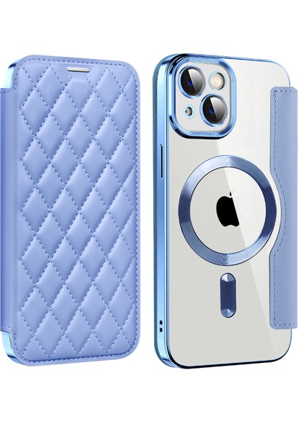 Iphone 13 Için 6.1 Inç Rfıd Engelleme Kart Tutucu Telefon Kılıfı Koruma Koruma Deri Kapağı Magsafe-Baby Mavi ile Uyumlu (Yurt Dışından)