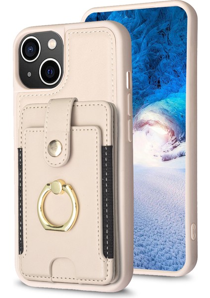 Iphone 15 Plus Pl Deri Kaplamalı Tpu Telefon Kılıfı Kickstand Card Yuvası Koruyucu Kapak Bej (Yurt Dışından) fiyatları