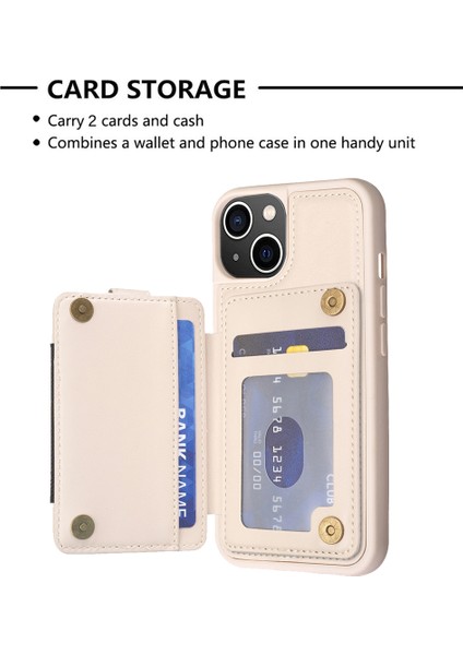Iphone 15 Plus Pl Deri Kaplamalı Tpu Telefon Kılıfı Kickstand Card Yuvası Koruyucu Kapak Bej (Yurt Dışından) fırsatları