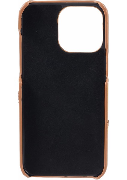 Iphone 15 Pro Max Shockproof Case Pu+Pc Telefon Kapağı 2 Kart Yuvaları Anti-Drop Telefon Vaka-Brown (Yurt Dışından)