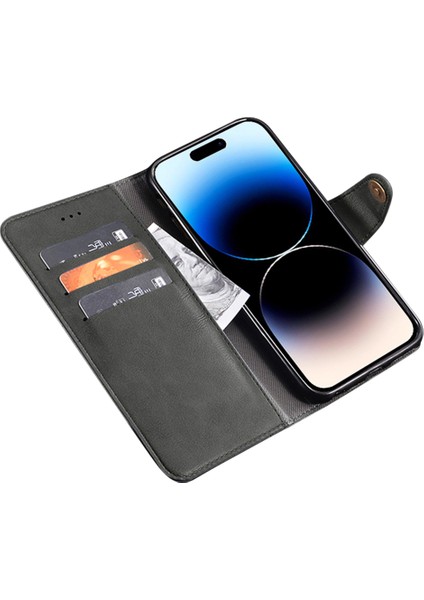 Iphone 15 Pro Max Toz Groopt Cüzdan Telefon Kapağı Anti-Çizgi Pu Deri Cep Telefon Kılıfı Kabuk Black (Yurt Dışından) modelleri