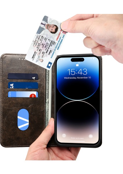 Iphone 15 Pro Case Anti-Cratch Pu Deri+Tpu Cep Telefonu Cüzdan Kapak Black (Yurt Dışından) fiyatları