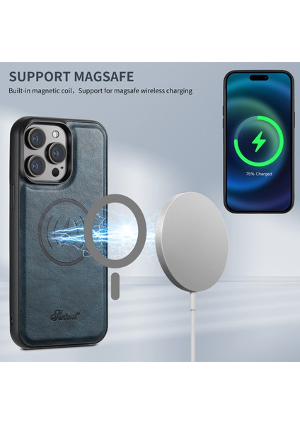 Iphone 12/12 Pro Case Card Tutucu Telefon Kapağı Magsafe-Blue ile Uyumlu (Yurt Dışından)