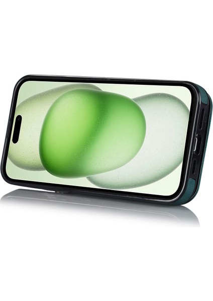 Iphone 15 Plus Için Arka Kabuk Artı Telefon Kasası Rfid Engelleme Cüzdan Retro Pu+Tpu Kickstand Kapak-Mavi (Yurt Dışından)