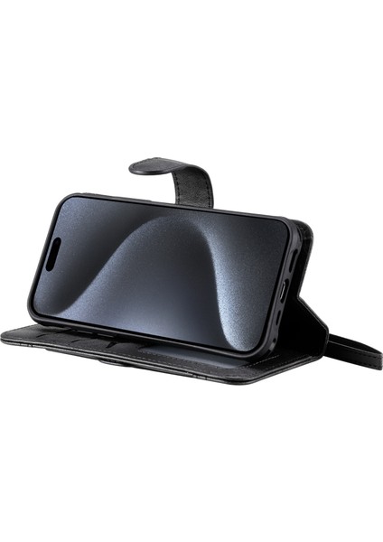 Iphone 15 Pro Kılıf 2'si 1 Arada Pu Deri Telefon Stand Cüzdan Kapağı Black (Yurt Dışından) modelleri