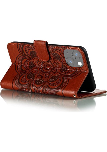 Iphone 15 Plus Case Cüzdan Pu Deri Mandala Çiçek Telefon Kapak Kılıfı (Yurt Dışından)