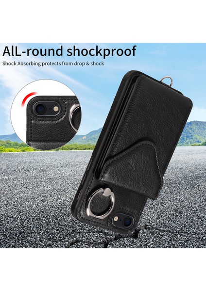 iPhone 7/8 Case Pu Deri Kart Yuvaları Crossbody Telefon Kapak Black (Yurt Dışından) indirimleri