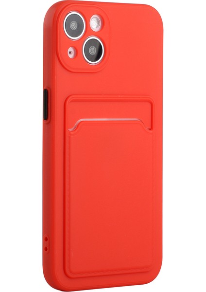 Iphone 15 Plus Soft Tpu Için Kart Yuvası Kırmızısı ile Damgalı Arka Kapak (Yurt Dışından)