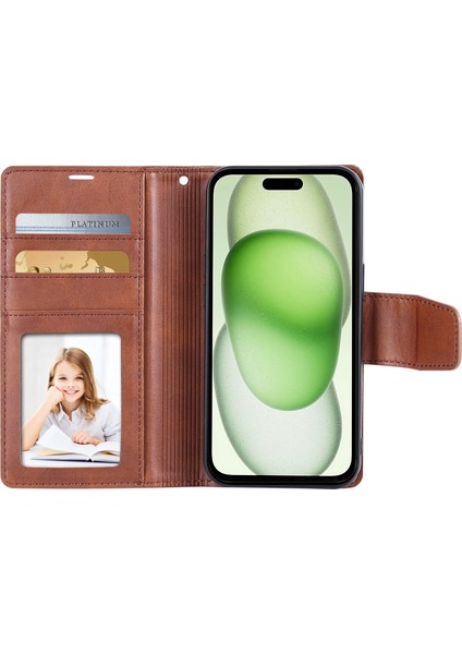 Iphone 15 Plus Söndürülebilir Manyetik Iç Kasa Pu Deri Cüzdan Stand Cep Telefonu Kapak Kılıfı (Yurt Dışından)