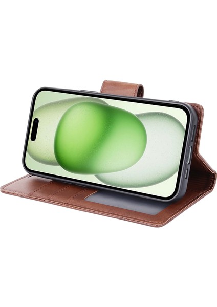Iphone 15 Plus Söndürülebilir Manyetik Iç Kasa Pu Deri Cüzdan Stand Cep Telefonu Kapak Kılıfı (Yurt Dışından)