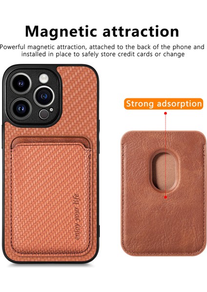 Iphone 15 Pro Fiber Pu Deri Kaplamalı Pc+Tpu Kapak-Kahverengi Için Çıkarılabilir Manyetik Kart Tutucu Telefon Kasası (Yurt Dışından) modelleri