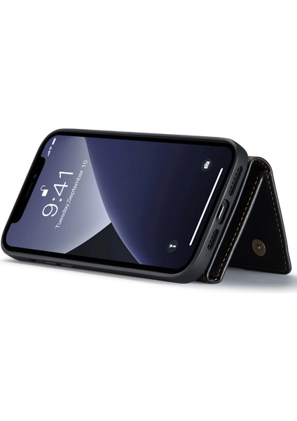 Iphone 15 Pro Magnetic Cüzdan Telefon Kılıfı Pc+Tpu+Pu Şok Geçirmez Kickstand Cover-Black (Yurt Dışından) modelleri