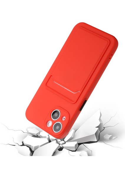 Iphone 15 Plus Soft Tpu Için Kart Yuvası Kırmızısı ile Damgalı Arka Kapak (Yurt Dışından)