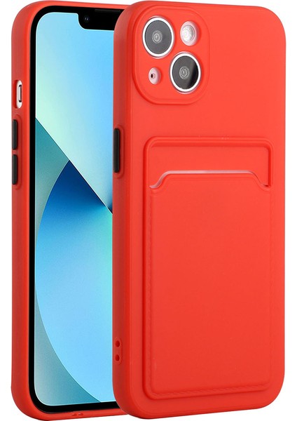 Iphone 15 Plus Soft Tpu Için Kart Yuvası Kırmızısı ile Damgalı Arka Kapak (Yurt Dışından)