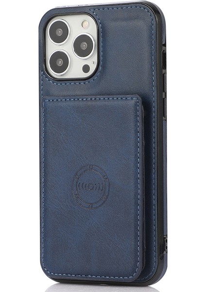 Iphone 15 Pro-Drop Pu+Tpu Telefon Kılıfı Yerleşik Metal Sac Mavisi Için Kart Tutucu Kickstand Kapak (Yurt Dışından)