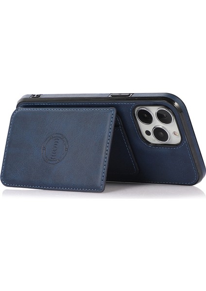Iphone 15 Pro-Drop Pu+Tpu Telefon Kılıfı Yerleşik Metal Sac Mavisi Için Kart Tutucu Kickstand Kapak (Yurt Dışından) fiyatları