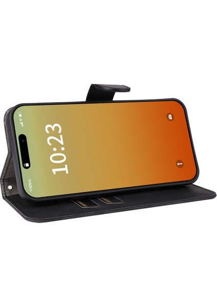 Cüzdan Telefon Kapağı Iphone 15 Pro Cilt Touch Pu Deri Stand Cep Telefon Kılıfı Black (Yurt Dışından)