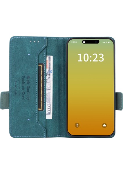 Iphone 15 Pro Donanım Dekoru Için Telefon Kılıfı Pu Deri Cüzdan Stand Kapak Mavisi (Yurt Dışından) fiyatları