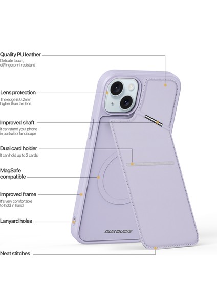 Iphone 15 Plus Kickstand Case Için Manyetik Telefon Kapak Kartı Tutucu-Doğum (Yurt Dışından)