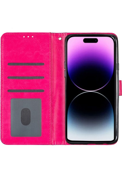 Iphone 15 Pro Glittery Telefon Deri Kılıf Anti-Drop Stand Cüzdan Telefon Kapağı Gül (Yurt Dışından) fırsatları