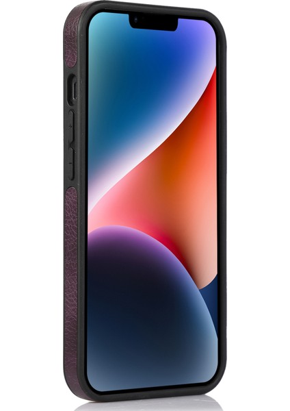 iPhone 14 Plus Içinpu Deri Kılıf Plus Kabuk Düz Renkli Damla Dayanıklı Telefon Geri Kapak-Dark Mor (Yurt Dışından) fiyatları