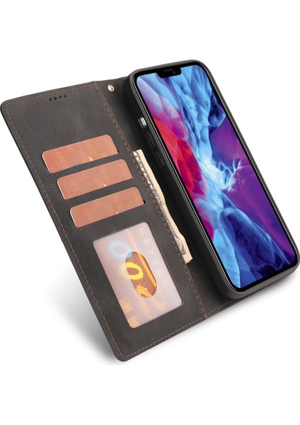 Iphone 15 Plus Slim-Fit Cep Telefon Kılıfı Manyetik Stand Cüzdan Pu Deri Telefon Kapağı Strap-Black (Yurt Dışından) fiyatları