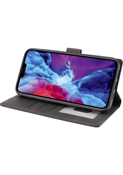 Iphone 15 Plus Slim-Fit Cep Telefon Kılıfı Manyetik Stand Cüzdan Pu Deri Telefon Kapağı Strap-Black (Yurt Dışından) modelleri