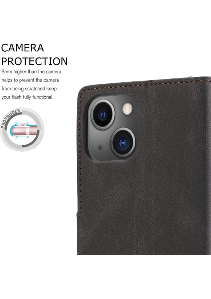Iphone 15 Plus Slim-Fit Cep Telefon Kılıfı Manyetik Stand Cüzdan Pu Deri Telefon Kapağı Strap-Black (Yurt Dışından) indirimleri